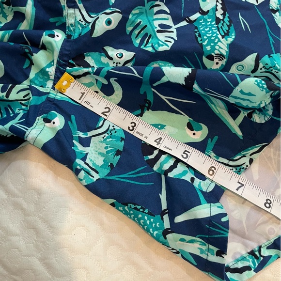 Old Navy Green and Blue Swim Trunks Men’s Medium Parrot Iguana Tropical Netting - Picture 7 of 8